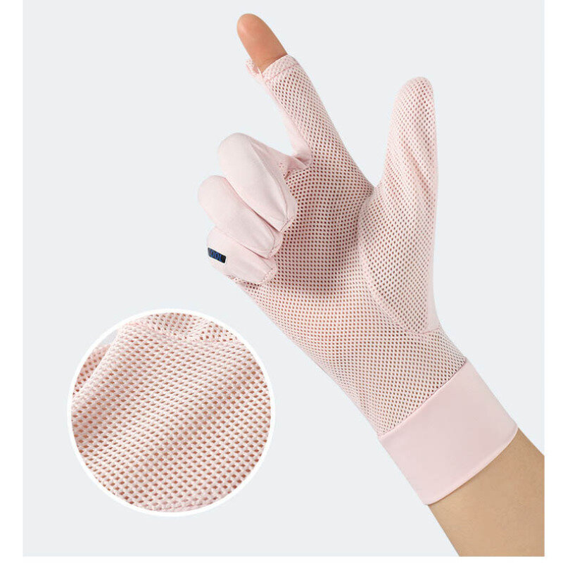 Gants de cyclisme pour femmes, en maille de soie glacée, écran tactile, gants de cyclisme aérés, Anti-UV, antidérapants, pour l'extérieur