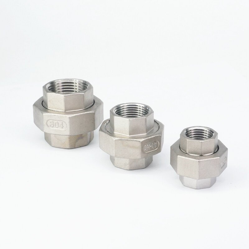 Equal 1/8" 1/4" 3/8" 1/2" 3/4" 1" BSP Female Thread 304 Stainless Steel Hex Socket Union Set Pipe Fitting Connector