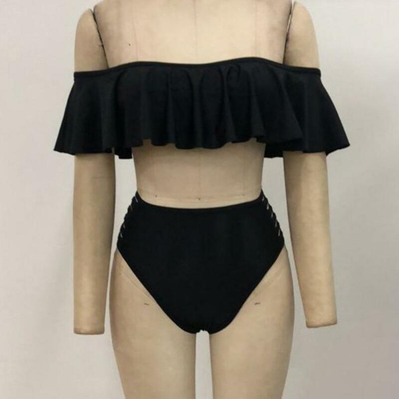 Комплект бикини модный однотонный Женский Летний Пляжный бандажный купальник купальный костюм