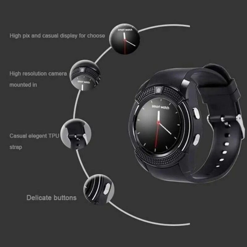 Hot Touch Screen Smartwatch Men Wrist Watch with Camera/SIM Card Slot Waterproof Smart Watch Women Movement SmartWatch Bluetooth