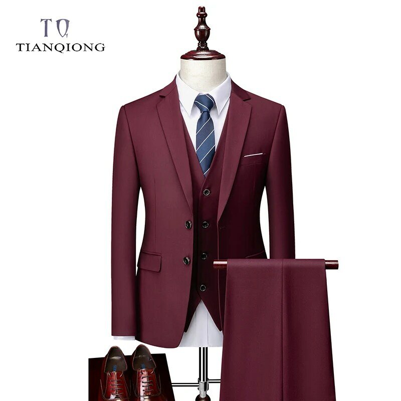 Мужской костюм, весна-осень 2024, высококачественный индивидуальный деловой костюм, костюм-тройка, тонкий, большого размера, многоцветный костюм, костюм с двумя пуговицами