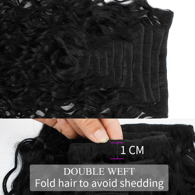 Veravicky Water Wave Clip em extensões de cabelo, cabelo Europeu Máquina, Remy Natural Penteado Encaracolado, cabelo ondulado, 120G, 140G