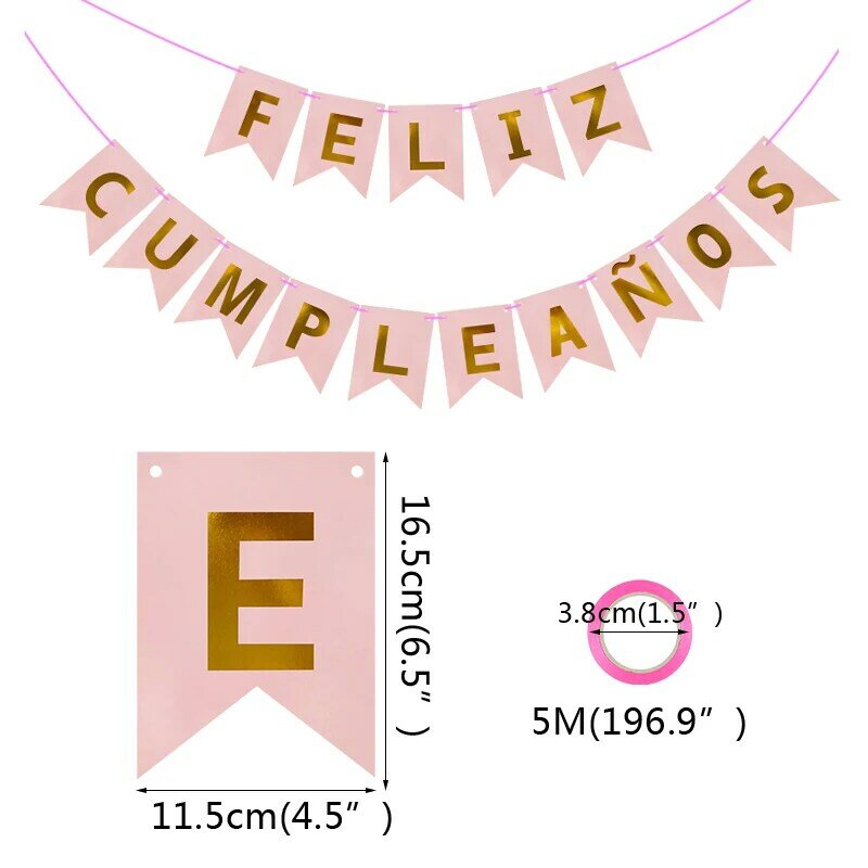 1 zestaw hiszpański baner urodzinowy list Feliz Cumpleaños papierowa girlanda urodziny wiszące flagi dekoracji dostaw