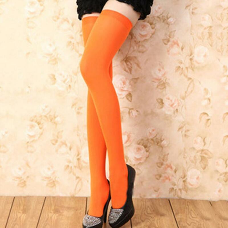 Calcetines altos hasta el muslo para mujer, medias elásticas de fibra acrílica hasta la rodilla, de Color sólido, 43/55cm, 1 par