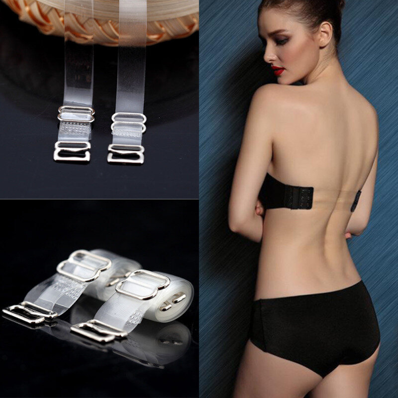 1cm Wide Clear Transparent Invisible Adjustable Shoulder Bra Straps Woman Ladies Intimates Accessories