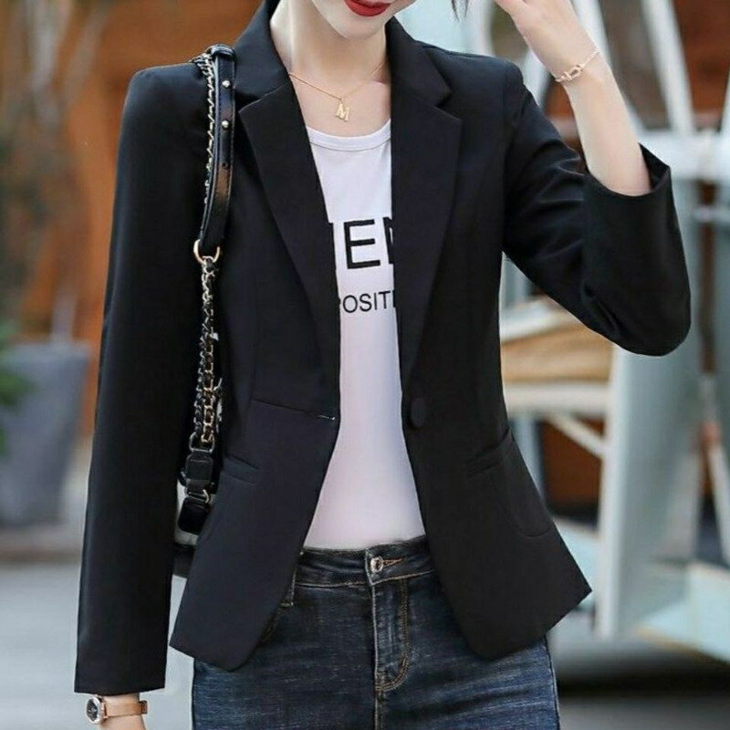 PEONFLY-Blazer formel pour femme, blazers de bureau pour femme, poches à bouton unique, manteau slim noir, vestes pour femme, 2024