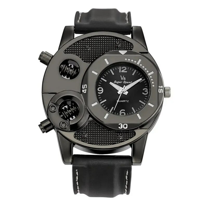 Relógio analógico quartz redondo, relógio de pulso esportivo para homens com pulseira de silicone