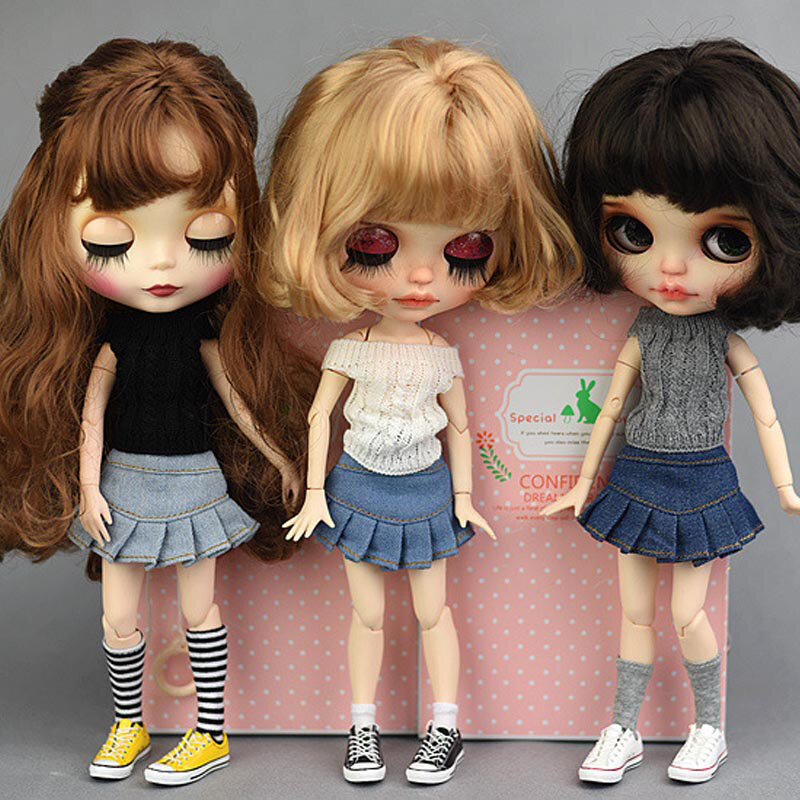 New Design Fashion Blythe Clothes Outfit Tops Sweater and Jeans Skirt Dress Suitable For Blyth Azone Licca 1/6 Dolls