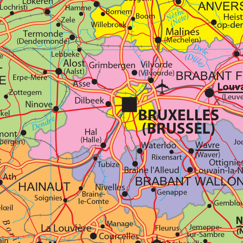 5*3 stopy belgia ruch i mapa polityczna w francuskiej ścianie plakat artystyczny włókniny płótnie malarstwo Home Decor szkolne