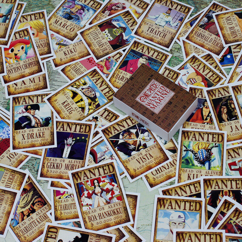 Tarjetas postales de manga japonesa de una pieza, retratos de todos los personajes que se buscan, tarjetas de mensajes, postales en inglés, 100 hojas por juego