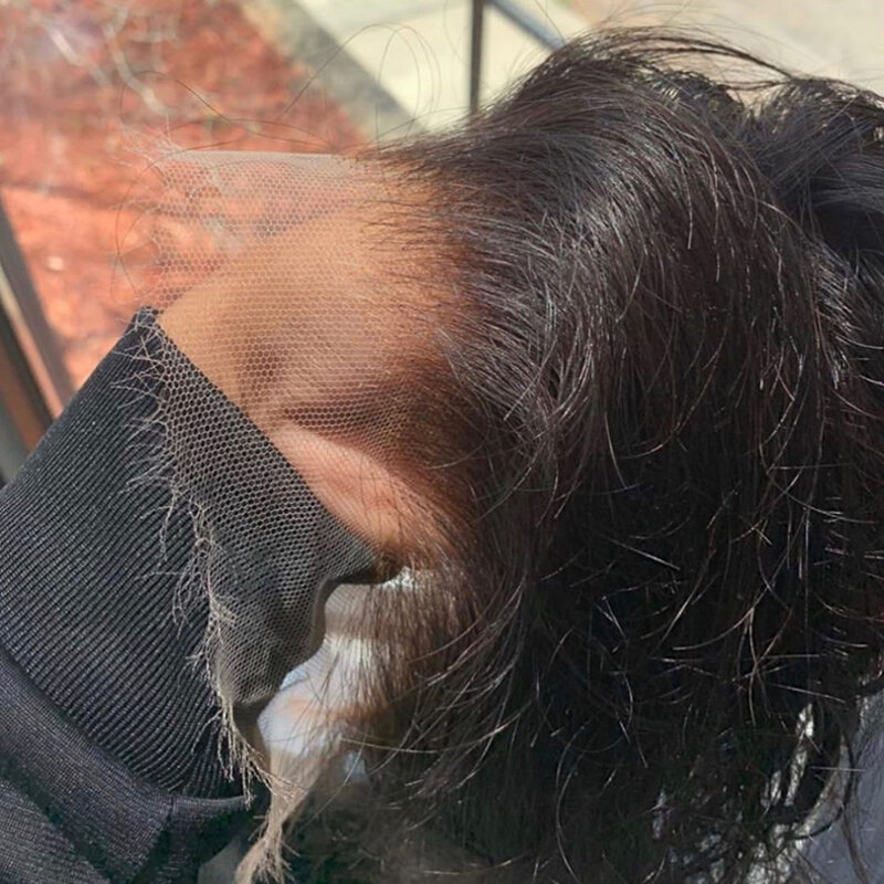QueenKing-Peluca de cabello humano transparente de 13x6, postizo de encaje Frontal, pelo liso brasileño, color negro, muy fino, HD