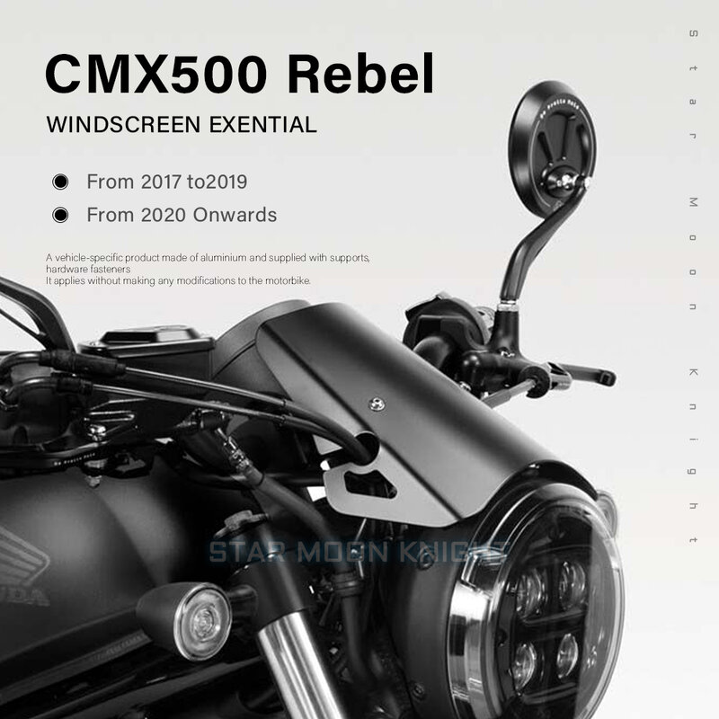 สำหรับ HONDA CMX500 CMX 500 REBEL 2017-2021รถจักรยานยนต์อลูมิเนียมกระจก Exential กระจก Deflector Protector หน้าจอลม