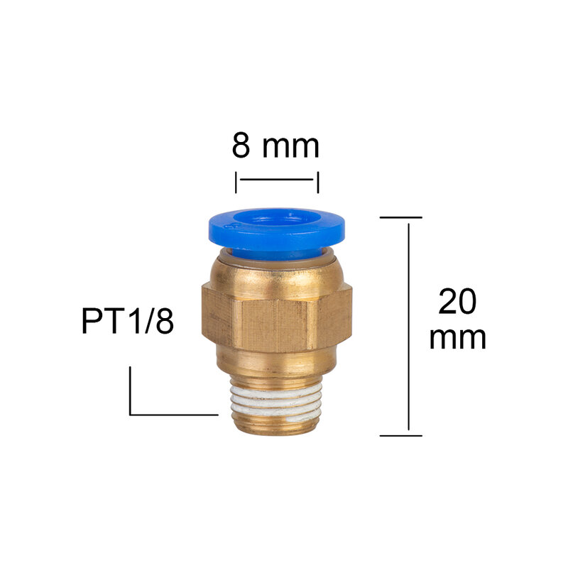 Connecteur de tuyau de Suspension d'air à filetage mâle, raccord rapide en laiton, PC pneumatique, 1/4 "BSP 1/2" 1/8 ", 8MM