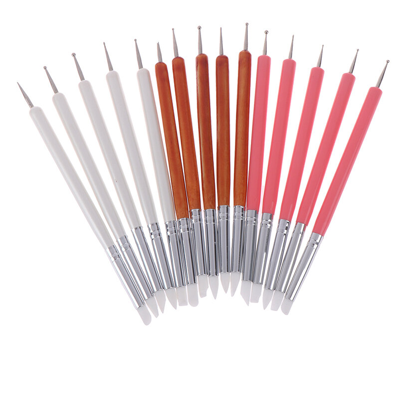 New 5pcs/Set Soft Pottery Clay Tool Silicone + Stainless steel Two Head Sculpting Polymer Modelling Shaper Art Tools
