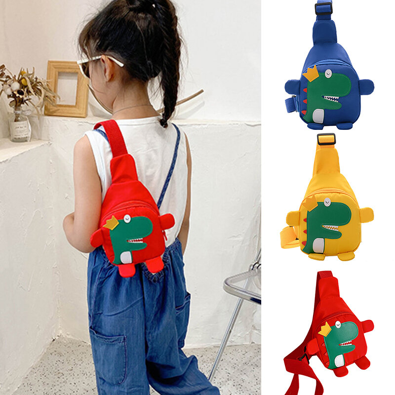 Новинка 2023, детская нагрудная Сумка-слинг, кошелек через плечо с милым динозавром, нейлоновый повседневный рюкзак на плечо для детей, поясная сумка с мультипликационным рисунком
