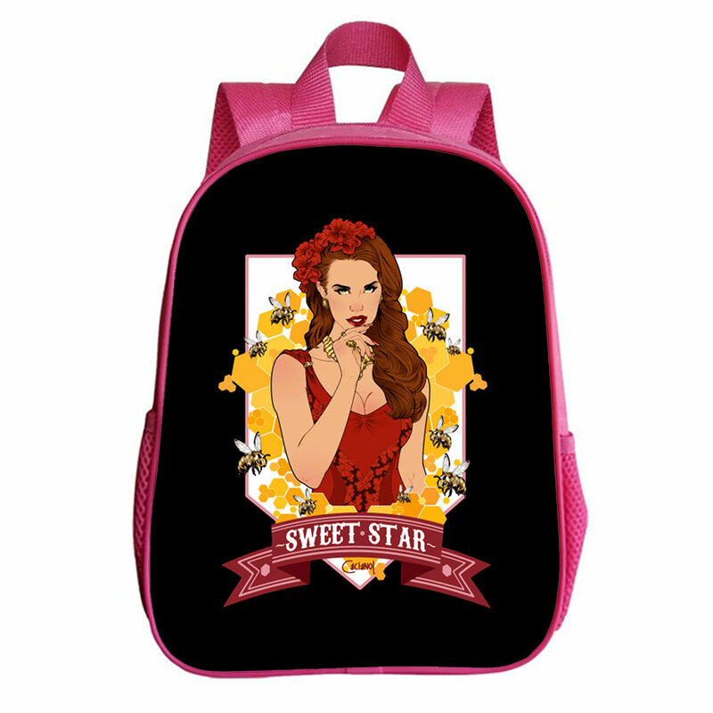 Lana del rey sac mochila crianças dos desenhos animados 3d 12 polegadas saco do jardim de infância mochila do bebê meninos meninas crianças mochila