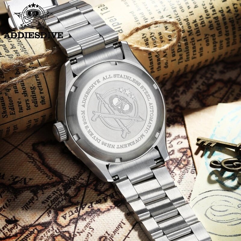 Addies Dive NH35 reloj automático giratorio unidireccional, anillo de cerámica, reloj de acero inoxidable 316L, cristal de zafiro, reloj impermeable de 200m