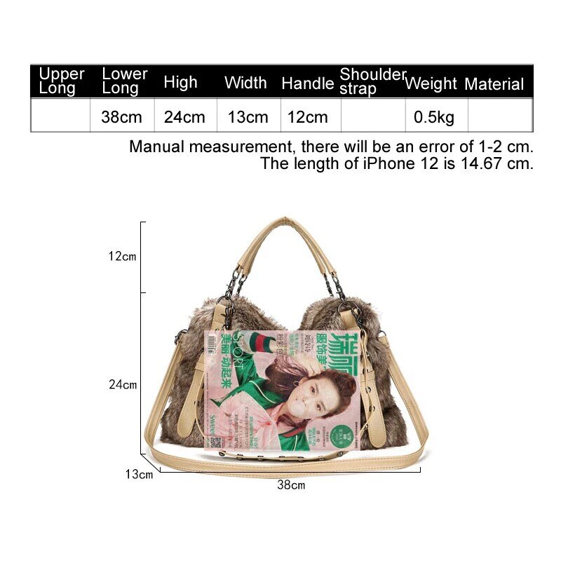 Сумка-тоут на плечо из искусственного меха для женщин, зимняя плюшевая сумка-мессенджер 2021, роскошная сумка и кошелек, модные теплые сумки-клатчи