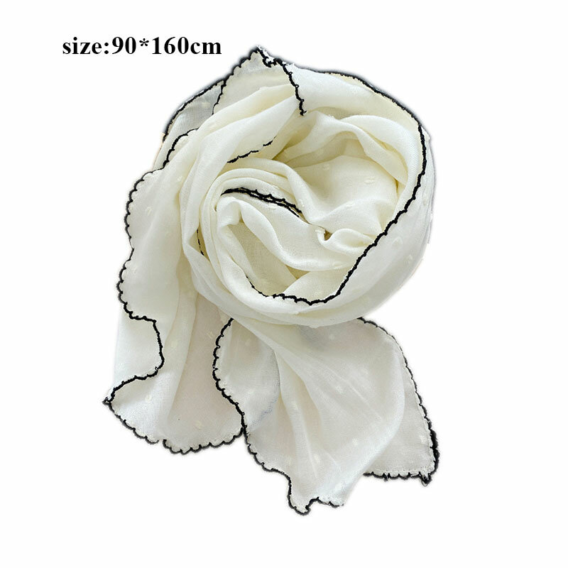 Bufanda triangular de algodón con estampado de puntos para mujer, chal pequeño decorativo de 150x30cm, suave y versátil, de Color sólido, para primavera y verano