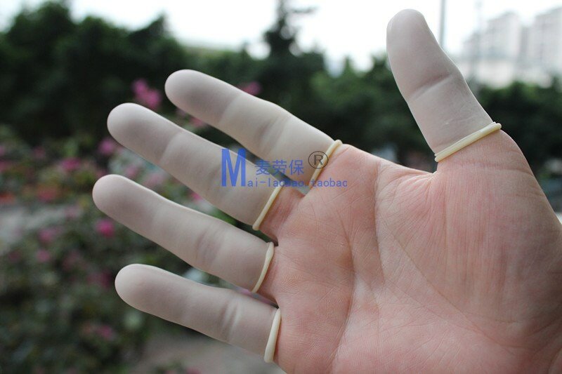 100pcs/bag Practical white finger glove cosmetic examination massage disposable finger glove food rubber latex high elasticity