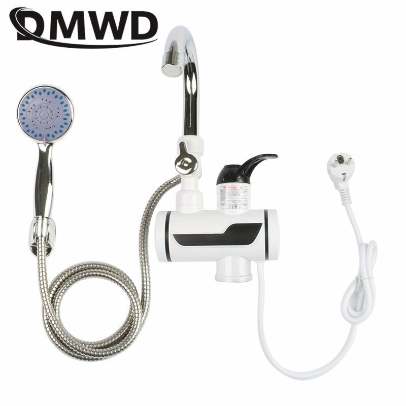 DMWD Keran Air Panas Instan Elektrik Pemanas Air Cepat dengan Tampilan Suhu LED Keran Tanpa Tangki untuk Shower Dapur UE