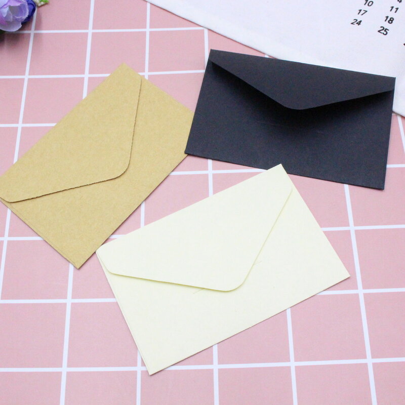 40 pçs branco clássico preto kraft em branco mini papel janela envelopes casamento convite envelope presente
