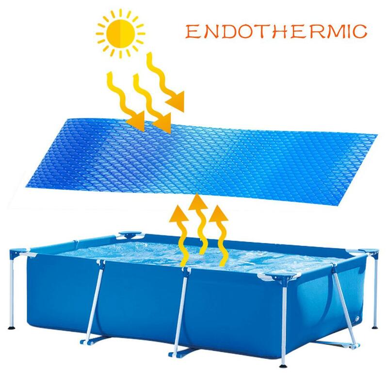 Cubierta protectora para piscina de forma Rectangular, para pies por encima del suelo, película aislante anticorrosión y antievaporación azul, 300x200cm