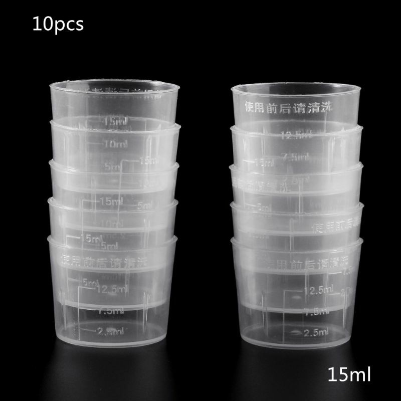 10 Buah 15 Ml Gelas Ukur Plastik Lulus Mengukur Gelas Ukur Obat Cangkir untuk Lab