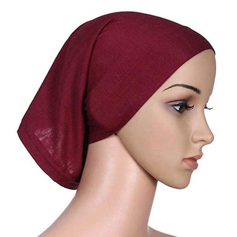 المرأة الحجاب المسلمين بلون قبعة قطنية مرنة تنفس الحجاب تحت وشاح شال قبعة 2021