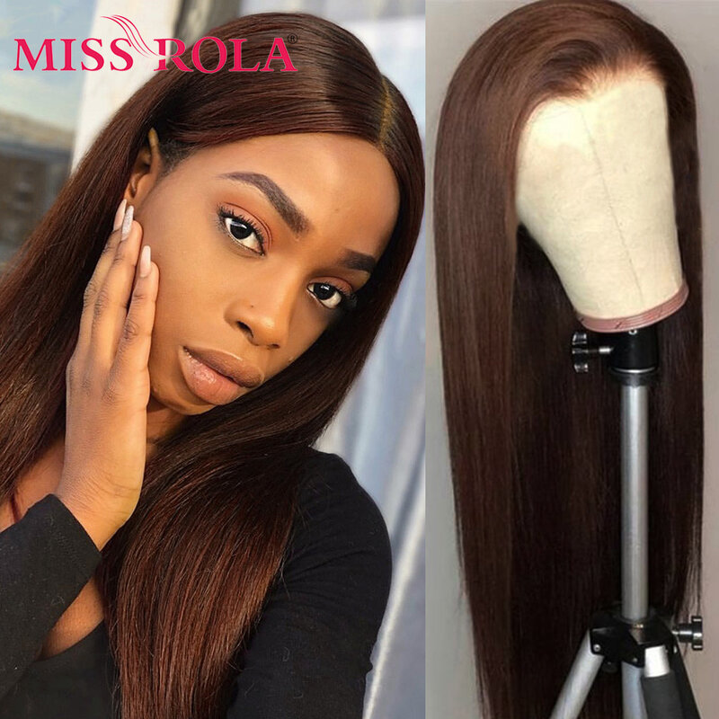 Miss Rola-Perruque Lace Closure Wig Remy Brésilienne Naturelle, Cheveux Humains, Ombré Blond Orange, Pre-Plucked, 4tage, 30 #, 99J