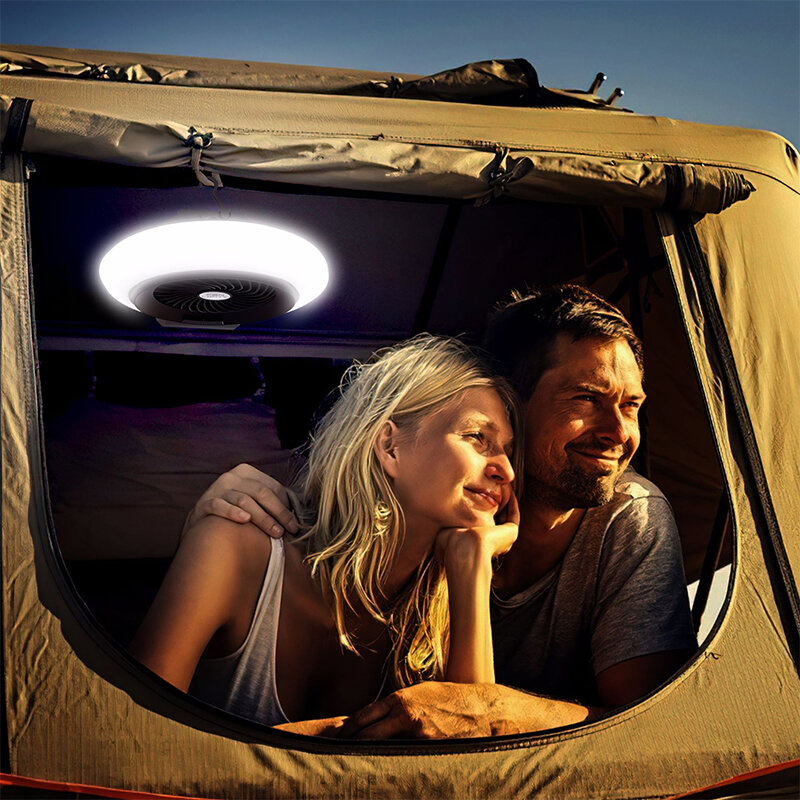 Ventilador de acampada TW-8002, luz recargable, creativo, para tienda de campaña al aire libre, Mini ventilador de escritorio, USB 5V/1.5A