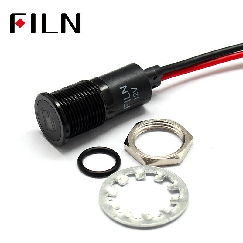 14 мм водонепроницаемая лампа FILN 12 В светодиодный сигнальный светильник для автомобиля s инструмент пилот светильник красный синий индикатор светильник с проводом