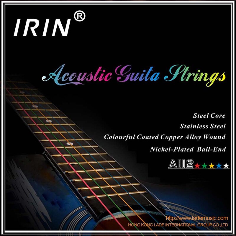 6Pcs/Set Acoustic Guitar Strings Hexagonal Steel Core Colorful Guitar Strings Musical Instrument Folk Guitar Parts & Accessories