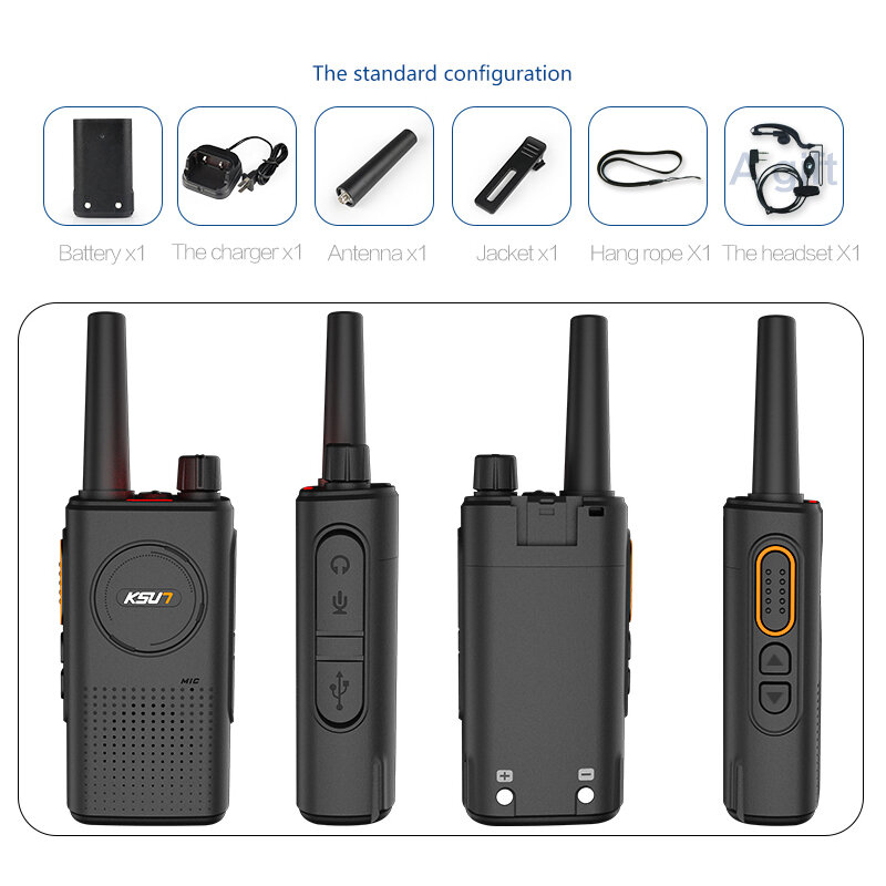 KSUN-walkie-talkie de alta potencia, Radio bidireccional portátil de 8W, UHF, 400-470MHz, 16 canales, transmisor y transceptor