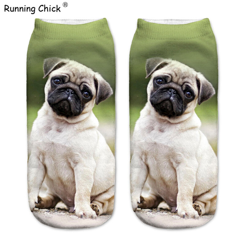 Running Chick Ankle Socks Wholesales,  Cute Desighner Print Pug Dogs