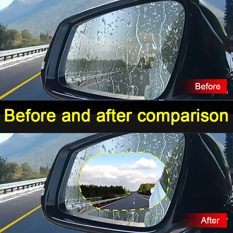 2 Pcs Car Rainproof Clear Film Rearview Mirror Protective Anti Fog Waterproof Film Auto Sticker Accessories 95x95mm 100x145mm