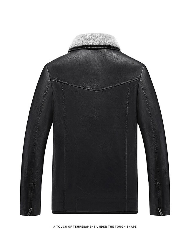 2021winter Men Leather Jacket Casual Fashion Lapel Collar Motorcycle Jacket Slim Warm Parkas Pu Leather Fleece Coats Windbreaker