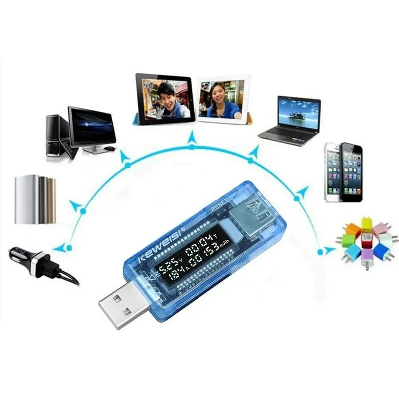 Mini multimètre portable avec écran LCD, capacité de chargeur USB, courant de puissance, détecteur de tension, testeur, 0.91 pouces
