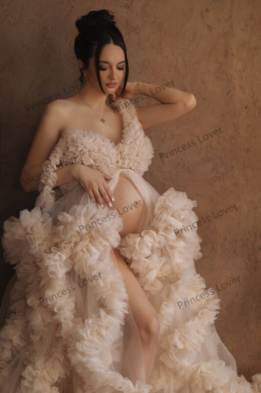 Платья для беременных для женщин реквизит для фотосъемки Свадебный халат для невесты фатиновое платье с оборками пушистое платье для будущей мамы