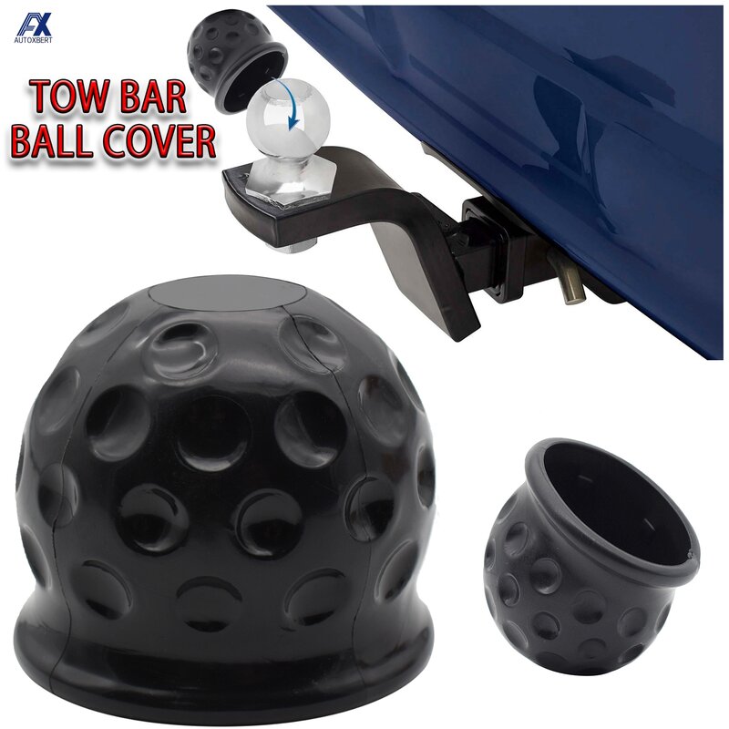 Universal 50Mm Tow Bar Ball Cover Cap Rubber Ball Hood Trailer Hitch Protect Protect Towball Trailer Ball Cover Black Aksesori Mobil