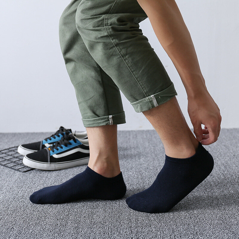 1 par de calcetines de algodón barco salvaje de color sólido de verano para hombres medias cómodas de algodón Calcetines invisibles de moda para hombres