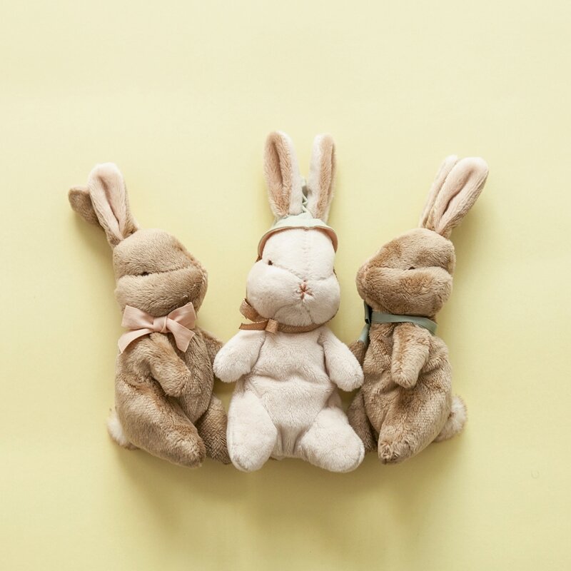 Muñecas de peluche de conejo para bebés y niños, juguetes de conejito durmiente, Kawaii, hecho a mano, conejos marrones recién nacidos, regalos de juguete de peluche