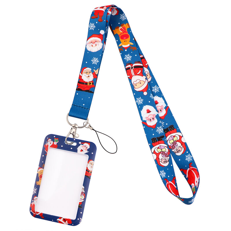 DB854 Christmas Santa Claus Neck Strap Lanyard for Key Lanyard Card ID Holder Jewelry Decorations Key Chain Accessories Gifts