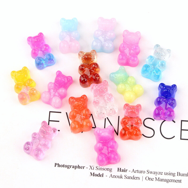 15pcs 12*18mm Crystal Candy Bear Pendant Charms for Necklace Bracelet Earrings Jewelry Making Diy Findings Bears Christmas Gift