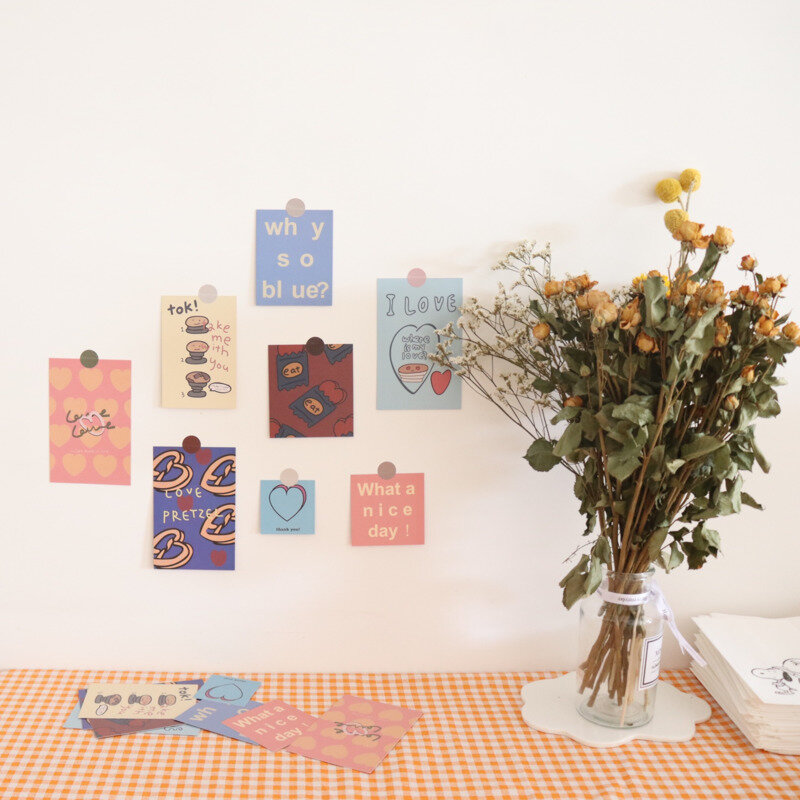 Tarjeta de amor de pastel lindo, póster pequeño, Simple, grabable, decorativo, tarjeta de felicitación impermeable, álbum DIY, diario, papelería, Ins, tarjetas calientes