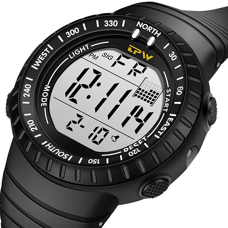 Наружные цифровые часы спортивные 50 м Водонепроницаемость плавание светодиодный подсветка мужской большой циферблат