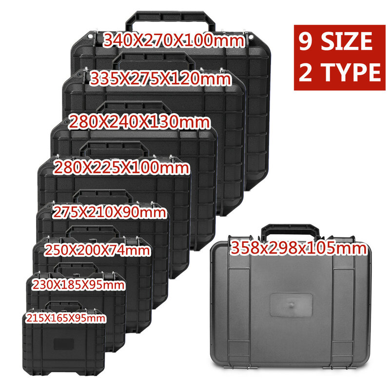 9 tamanhos caixa de ferramentas caixa organizadora abs plástico duro carry caso do instrumento do equipamento de segurança caixa de ferramentas portátil resistente ao impacto caso da ferramenta espuma