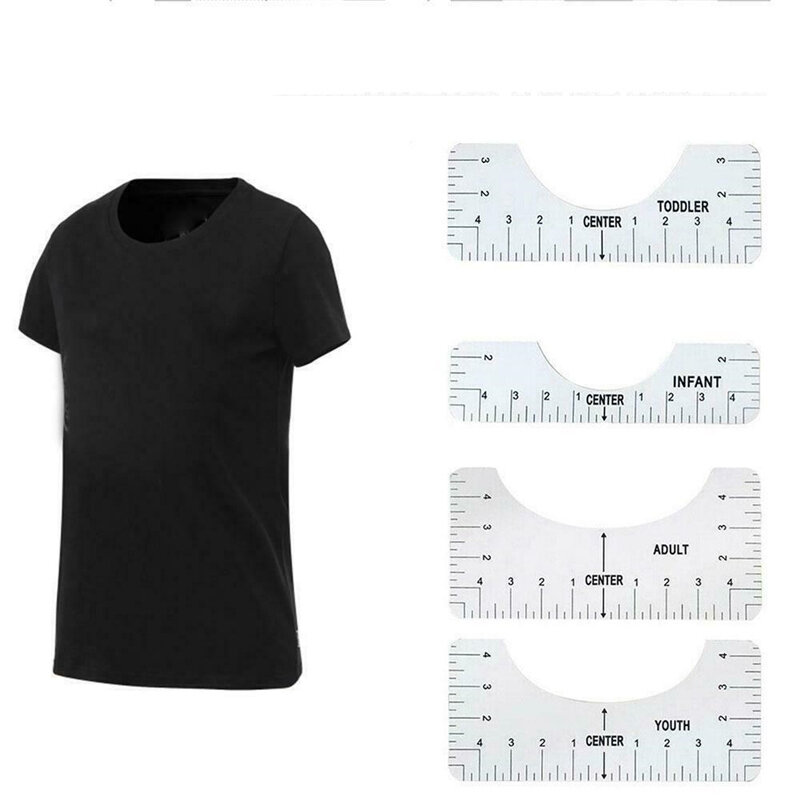 4 pçs/set camiseta htv vinil alinhamento régua ferramenta de costura centralização guia ferramentas