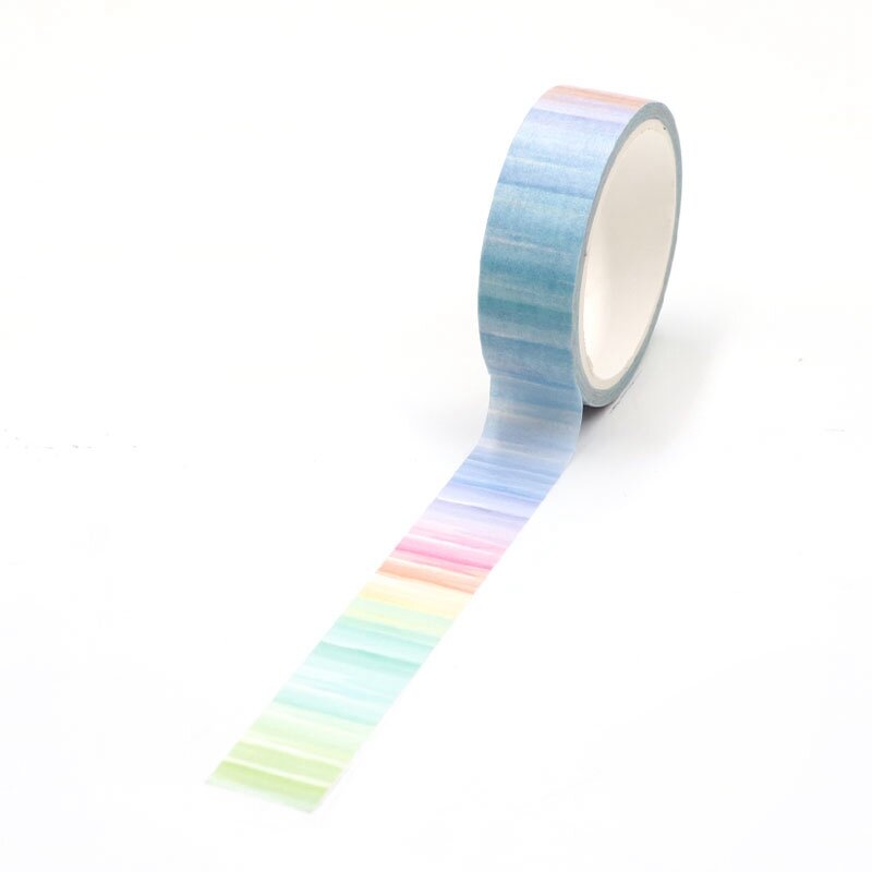 2 teile/los Dekorative Aquarell Druck Regenbogen Linien Washi Tapes Japanischen Kawaii Scrapbooking Werkzeuge Masking Tapes für Fotoalbum