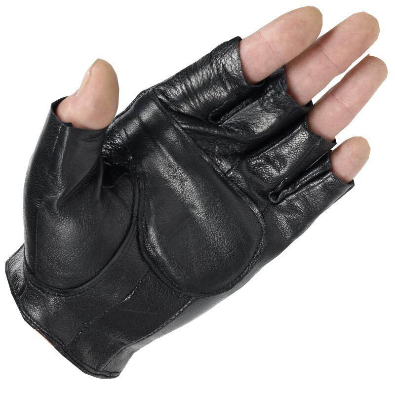 Longkeeper – gants en cuir véritable pour hommes, antidérapants, demi-doigt, en peau de mouton, pour le Sport, la conduite, le Fitness